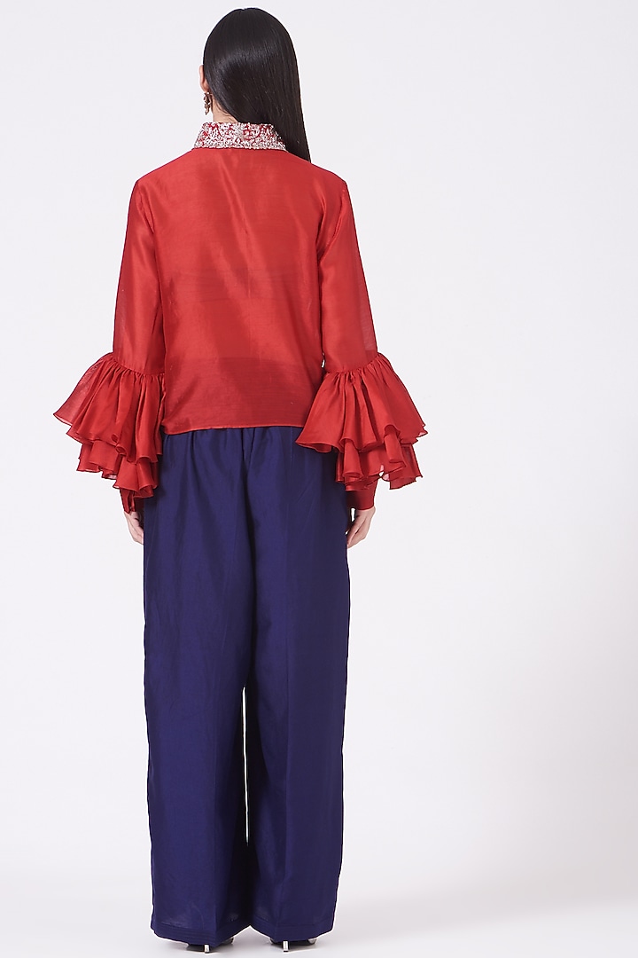 Dark Purple Palazzo Pant Set by Jayanti Reddy at Pernia's Pop Up Shop