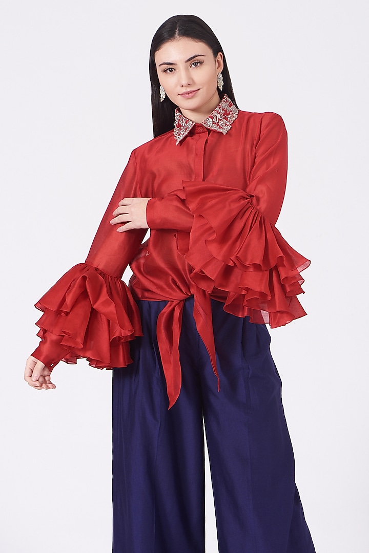 Dark Purple Palazzo Pant Set by Jayanti Reddy at Pernia's Pop Up Shop