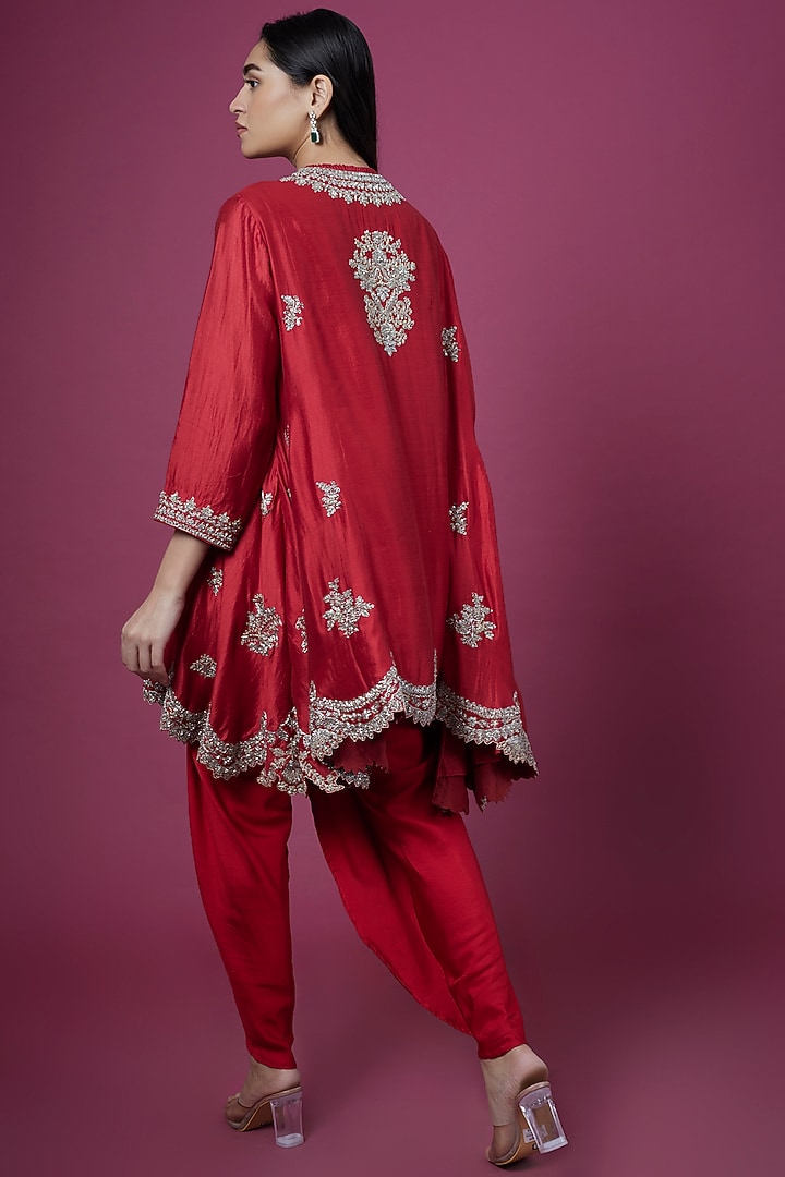 Red Embroidered Tunic Set by Jayanti Reddy at Pernia's Pop Up Shop