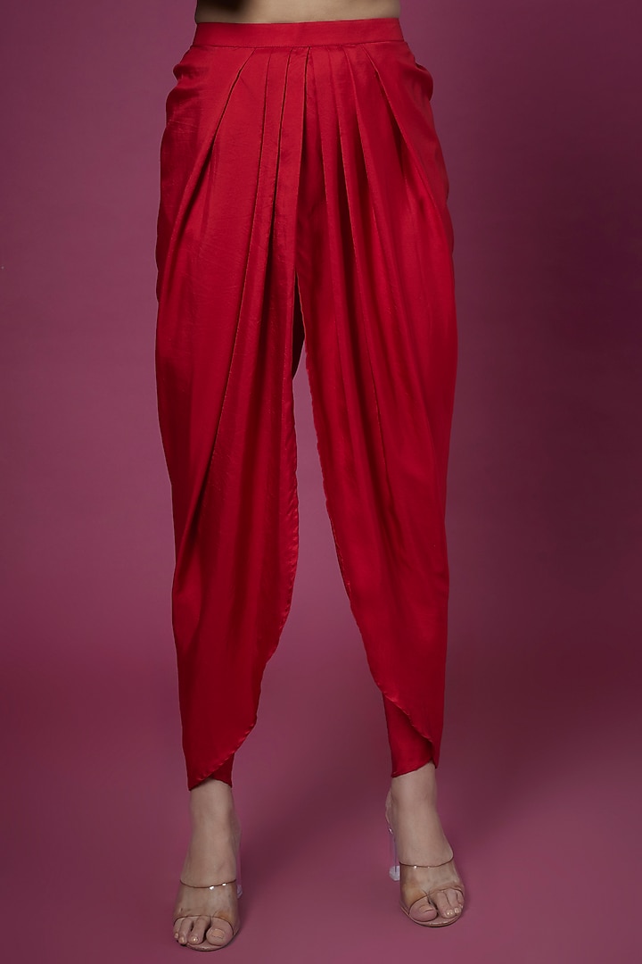 Red Embroidered Tunic Set by Jayanti Reddy at Pernia's Pop Up Shop