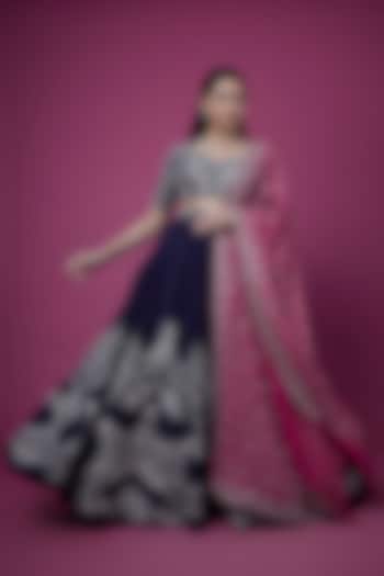 Purple Silk Zardosi Embroidered Bridal Lehenga Set by Jayanti Reddy at Pernia's Pop Up Shop