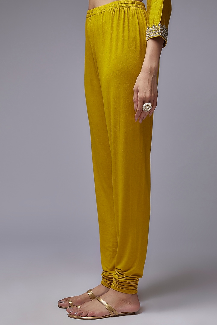 Mustard Silk Embroidered Tunic Set by Jayanti Reddy at Pernia's Pop Up Shop
