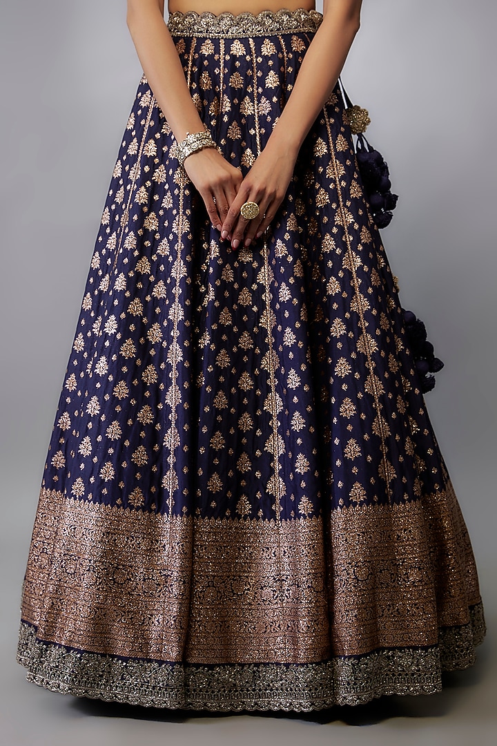 Purple Banarasi Zari Embroidered Bridal Lehenga Set by Jayanti Reddy at Pernia's Pop Up Shop