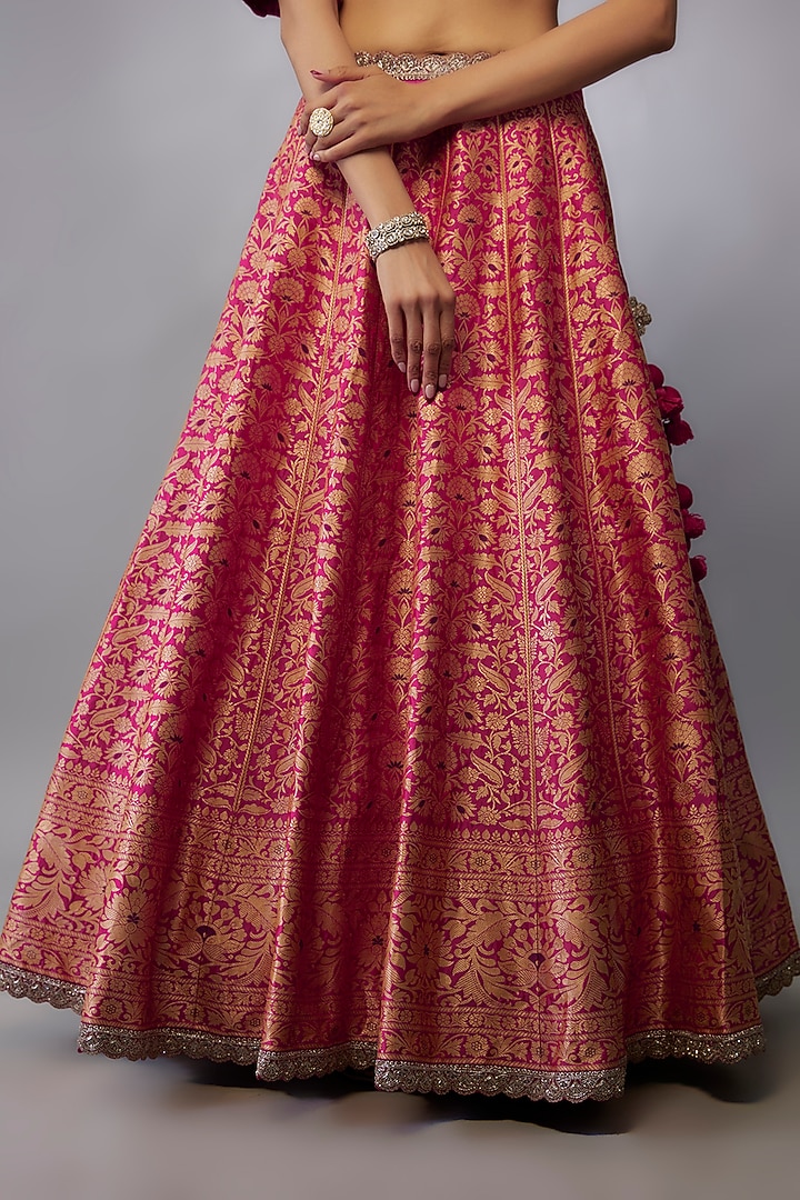 Pink Banarasi Zari Embroidered Bridal Lehenga Set by Jayanti Reddy at Pernia's Pop Up Shop