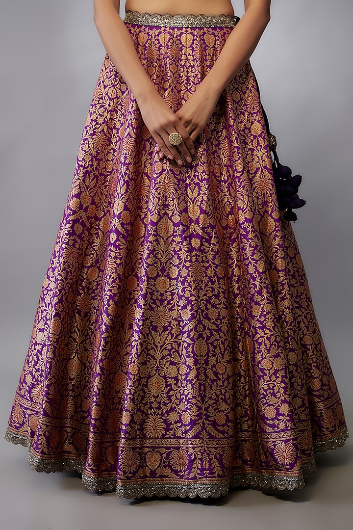 Purple Banarasi Zari Embroidered Bridal Lehenga Set by Jayanti Reddy at Pernia's Pop Up Shop
