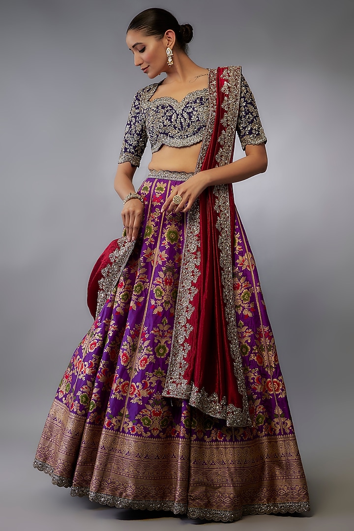 Purple Banarasi Zari Embroidered Bridal Lehenga Set by Jayanti Reddy at Pernia's Pop Up Shop