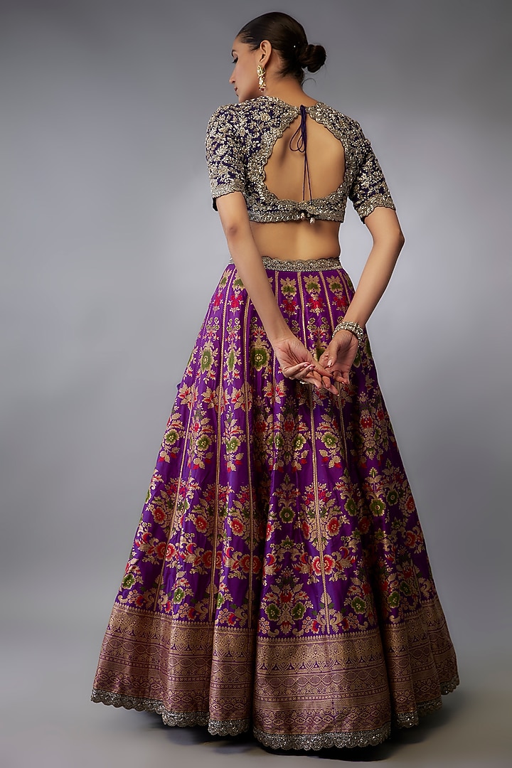 Purple Banarasi Zari Embroidered Bridal Lehenga Set by Jayanti Reddy at Pernia's Pop Up Shop