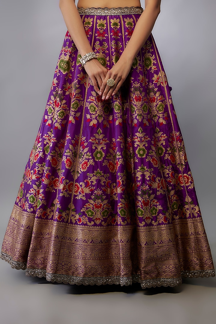 Purple Banarasi Zari Embroidered Bridal Lehenga Set by Jayanti Reddy at Pernia's Pop Up Shop