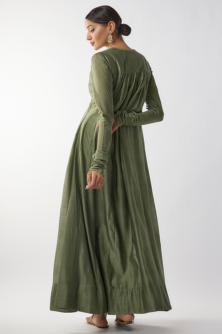 Mint Green Silk Zari Embroidered Wedding Anarkali Set by Jayanti Reddy at Pernia's Pop Up Shop