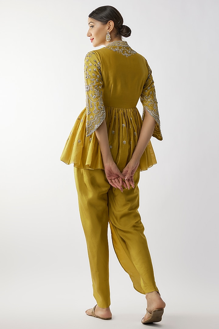 Mustard Silk Dhoti Set by Jayanti Reddy at Pernia's Pop Up Shop