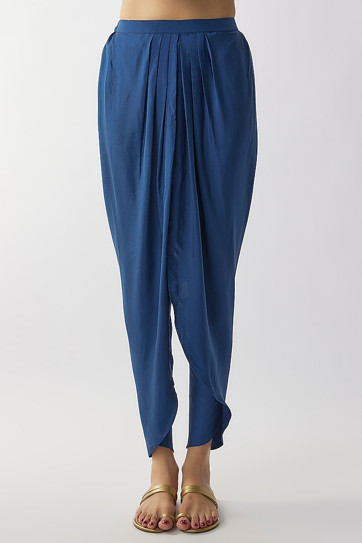 Navy Blue Silk Dhoti Set by Jayanti Reddy at Pernia's Pop Up Shop