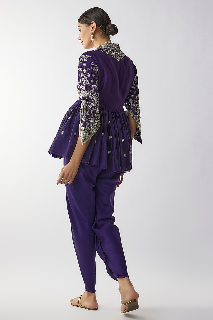 Purple Silk Dhoti Set by Jayanti Reddy at Pernia's Pop Up Shop