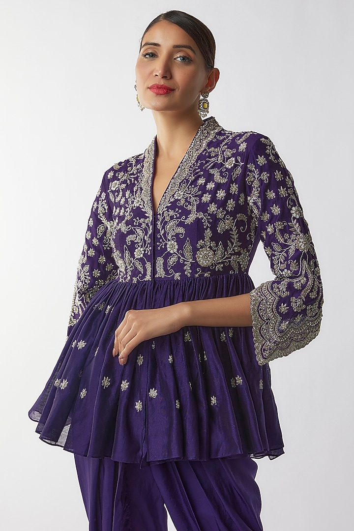 Purple Silk Dhoti Set by Jayanti Reddy at Pernia's Pop Up Shop