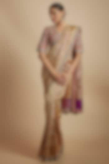 Purple Banarasi Silk Bridal Saree Set by Jayanti Reddy at Pernia's Pop Up Shop