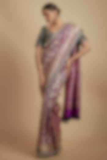 Purple Banarasi Silk Bridal Saree Set by Jayanti Reddy at Pernia's Pop Up Shop