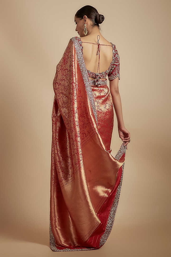 Red Banarasi Silk Bridal Saree Set by Jayanti Reddy at Pernia's Pop Up Shop