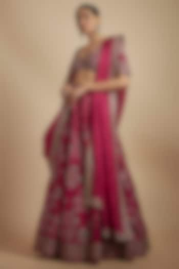 Pink Silk Zari Embroidered Bridal Lehenga Set by Jayanti Reddy at Pernia's Pop Up Shop