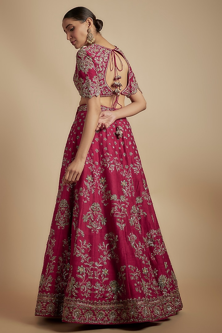 Pink Silk Zari Embroidered Bridal Lehenga Set by Jayanti Reddy at Pernia's Pop Up Shop
