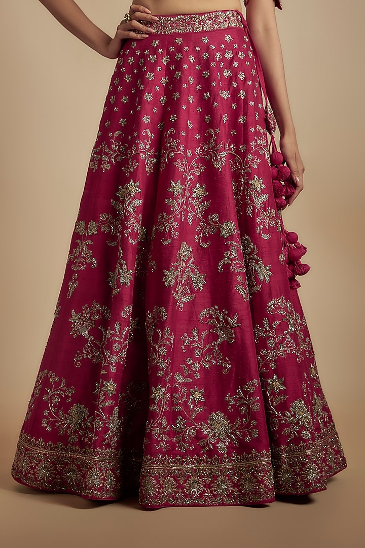 Pink Silk Zari Embroidered Bridal Lehenga Set by Jayanti Reddy at Pernia's Pop Up Shop