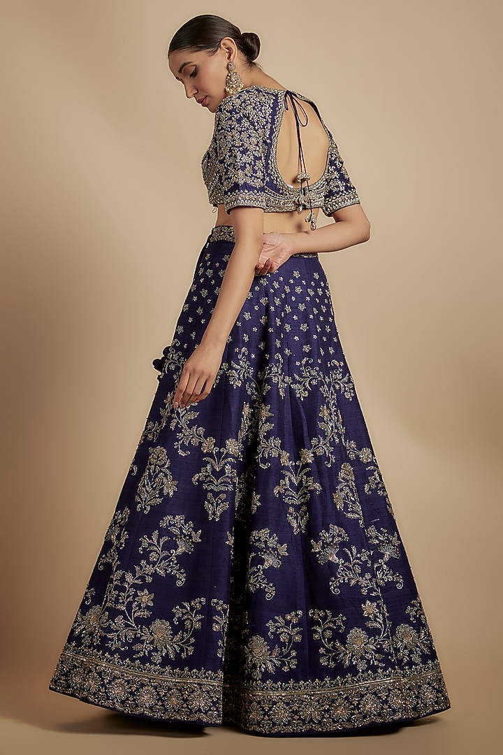 Purple Silk Zari Embroidered Bridal Lehenga Set by Jayanti Reddy at Pernia's Pop Up Shop