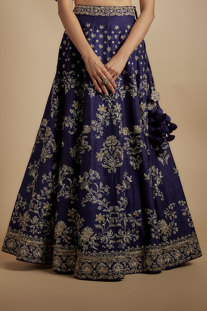 Purple Silk Zari Embroidered Bridal Lehenga Set by Jayanti Reddy at Pernia's Pop Up Shop