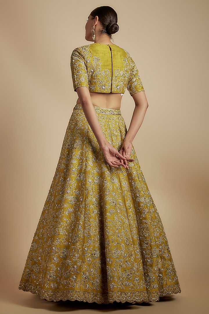 Amazing White Embroidered Zari Silk Designer Wedding Lehenga