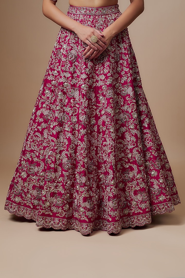 Pink Silk Zari Embroidered Bridal Lehenga Set by Jayanti Reddy at Pernia's Pop Up Shop