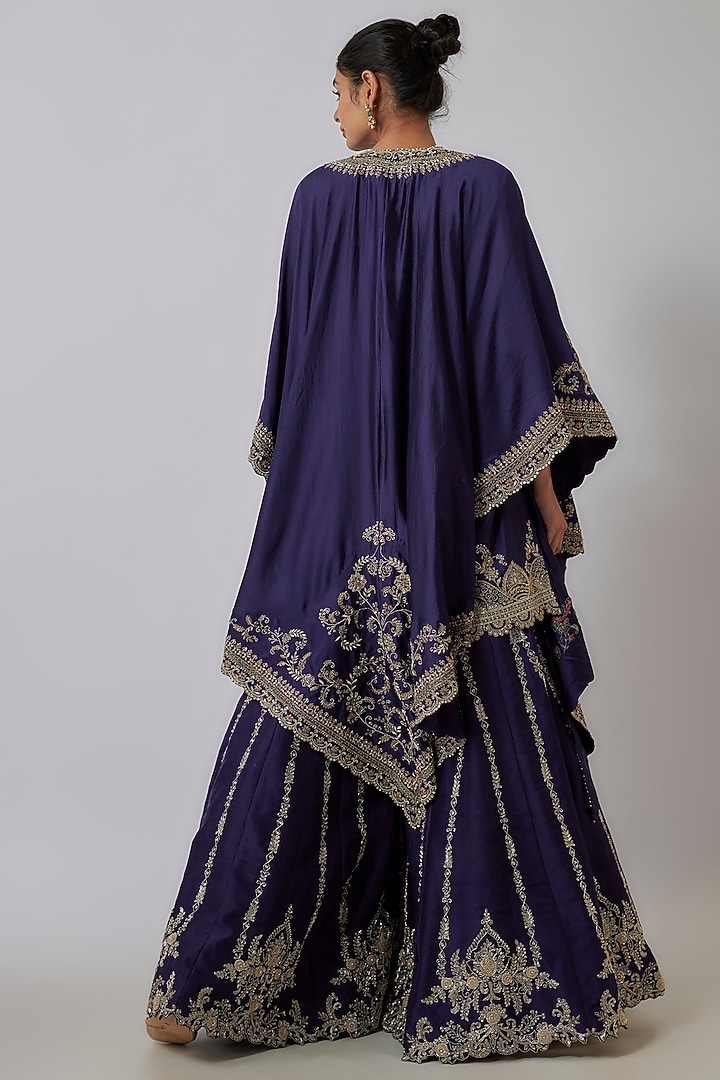 Purple Silk Zari Embroidered Bridal Sharara Set by Jayanti Reddy at Pernia's Pop Up Shop