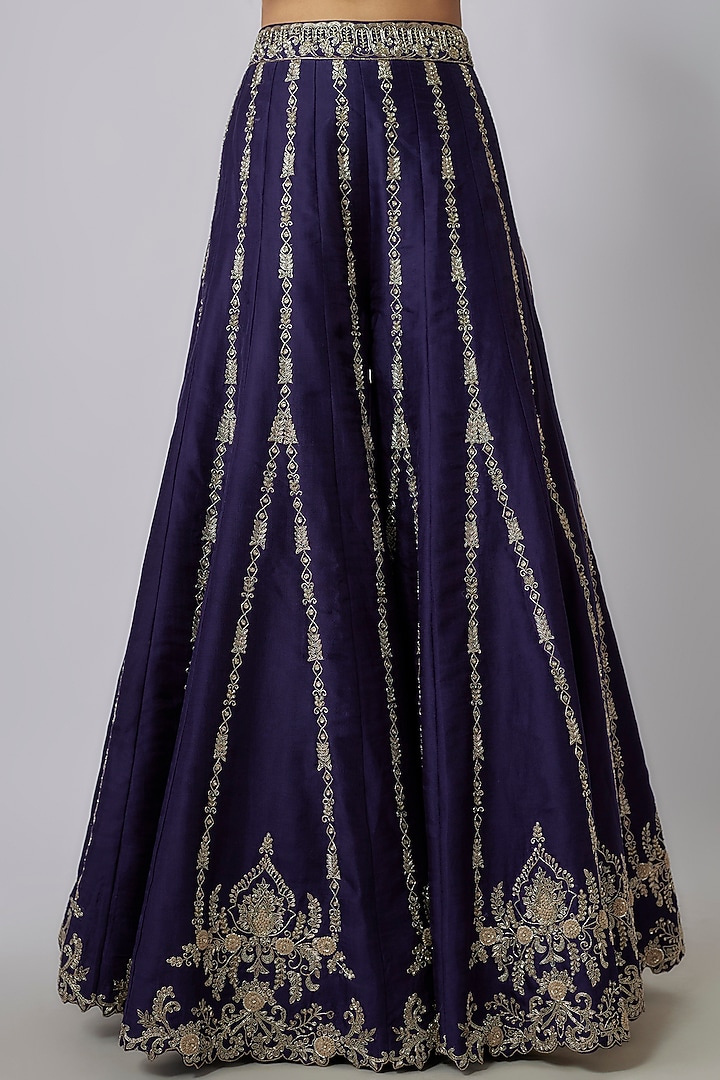 Purple Silk Zari Embroidered Bridal Sharara Set by Jayanti Reddy at Pernia's Pop Up Shop