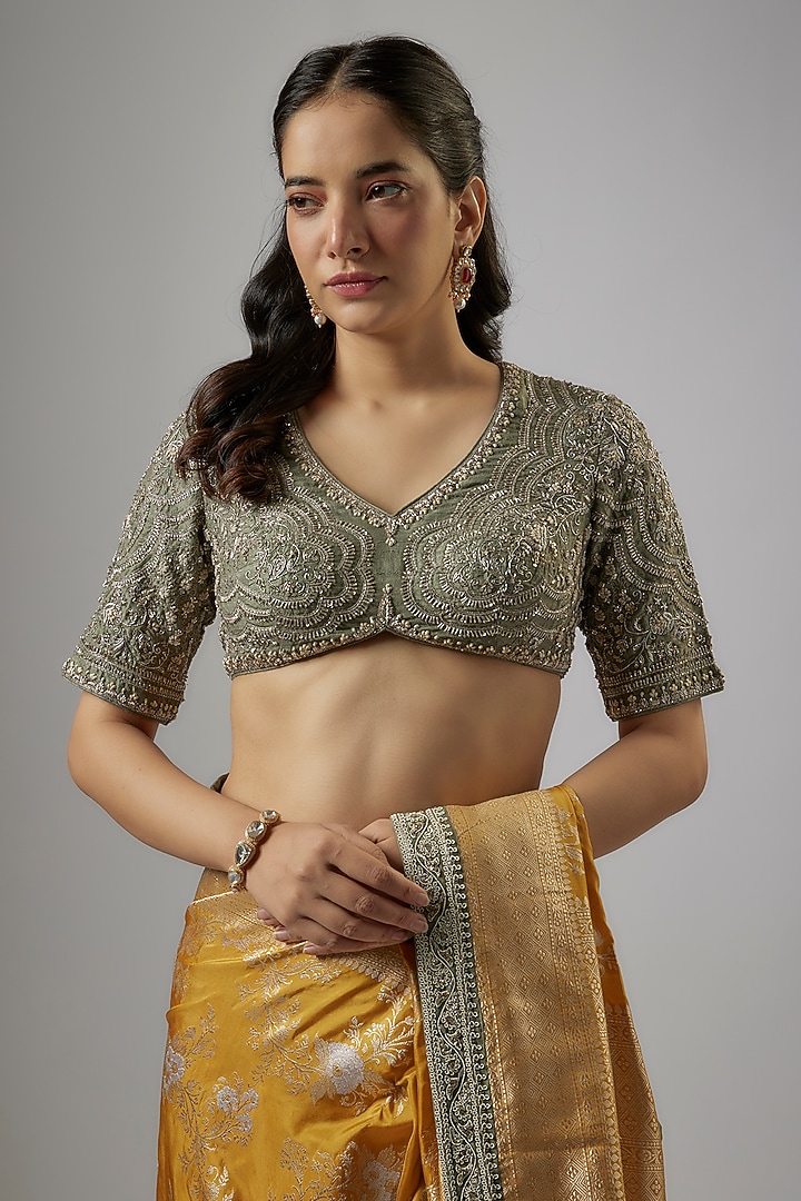 Yellow Banarasi Bridal Saree Set by Jayanti Reddy at Pernia's Pop Up Shop
