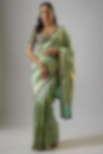 Green Banarasi Saree Set by Jayanti Reddy at Pernia's Pop Up Shop