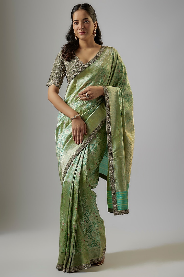 Green Banarasi Saree Set by Jayanti Reddy at Pernia's Pop Up Shop