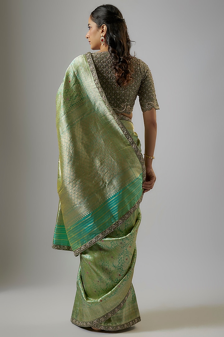 Green Banarasi Bridal Saree Set by Jayanti Reddy at Pernia's Pop Up Shop
