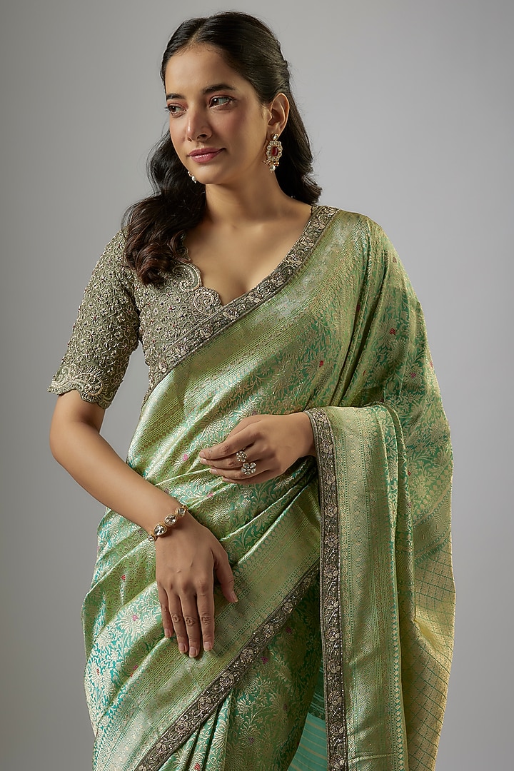 Green Banarasi Bridal Saree Set by Jayanti Reddy at Pernia's Pop Up Shop