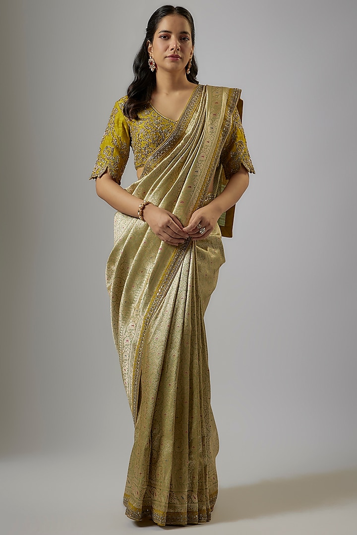 Yellow Banarasi Saree Set by Jayanti Reddy at Pernia's Pop Up Shop