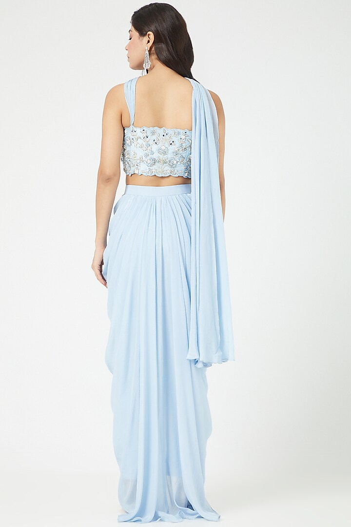 Sky Blue Dupion Dhoti Set by Jade by Ashima at Pernia's Pop Up Shop
