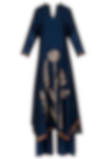 Navy blue tulip embroidered tunic and palazzos set available only at Pernia's Pop Up Shop.