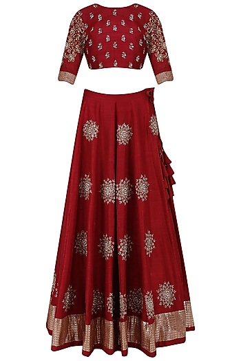 Wine and beige sunshine motifs lehenga set available only at Pernia's ...