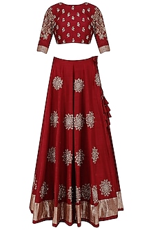 Wine and beige sunshine motifs lehenga set available only at Pernia's ...
