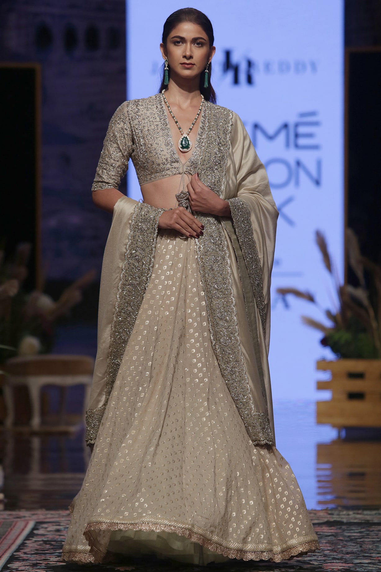 Beige Raw Silk Embroidered Lehenga Set by Jayanti Reddy at Pernia's Pop ...