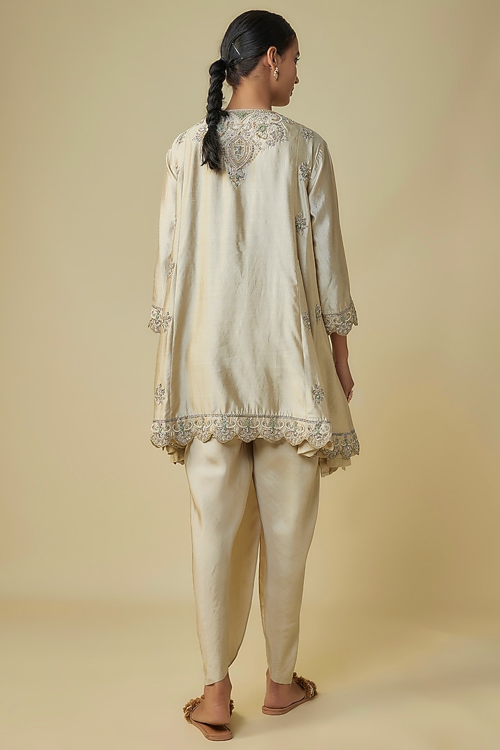 Beige Silk Zardosi Embroidered Kurta Set by Jayanti Reddy at Pernia's Pop Up Shop