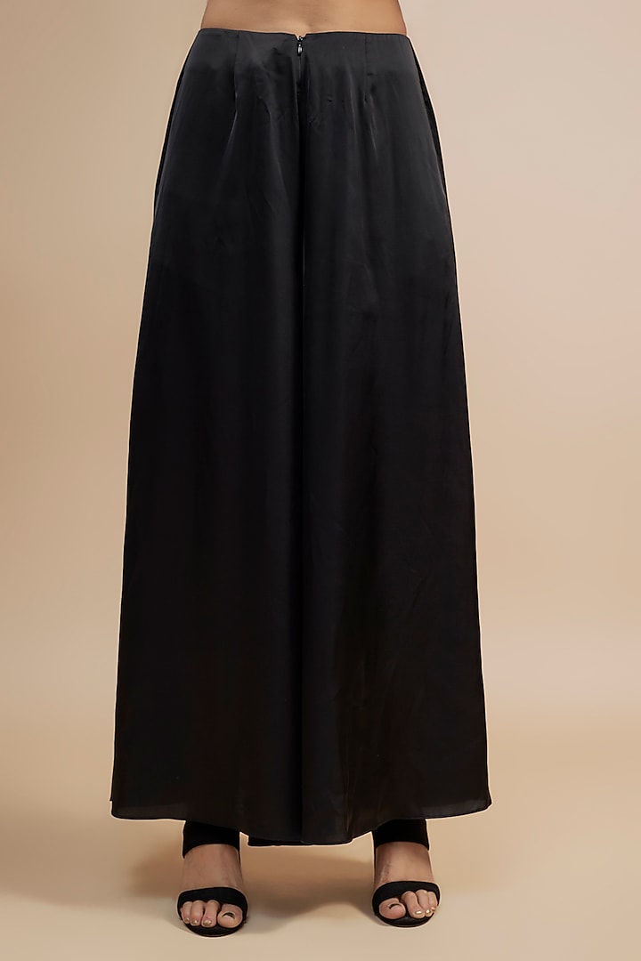 Black Crepe Satin Skirt Set by Jewellyn Alvares at Pernia's Pop Up Shop