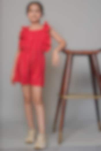 Red Rayon Jumpsuit For Girls by Jelly Jones at Pernia's Pop Up Shop