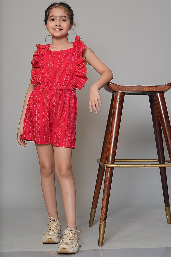 Red Rayon Jumpsuit For Girls by Jelly Jones at Pernia's Pop Up Shop