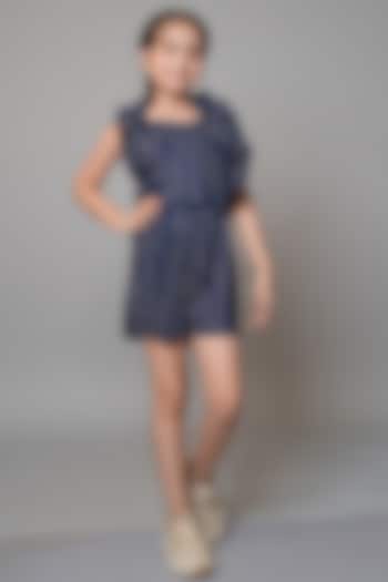 Blue Rayon Jumpsuit For Girls by Jelly Jones at Pernia's Pop Up Shop