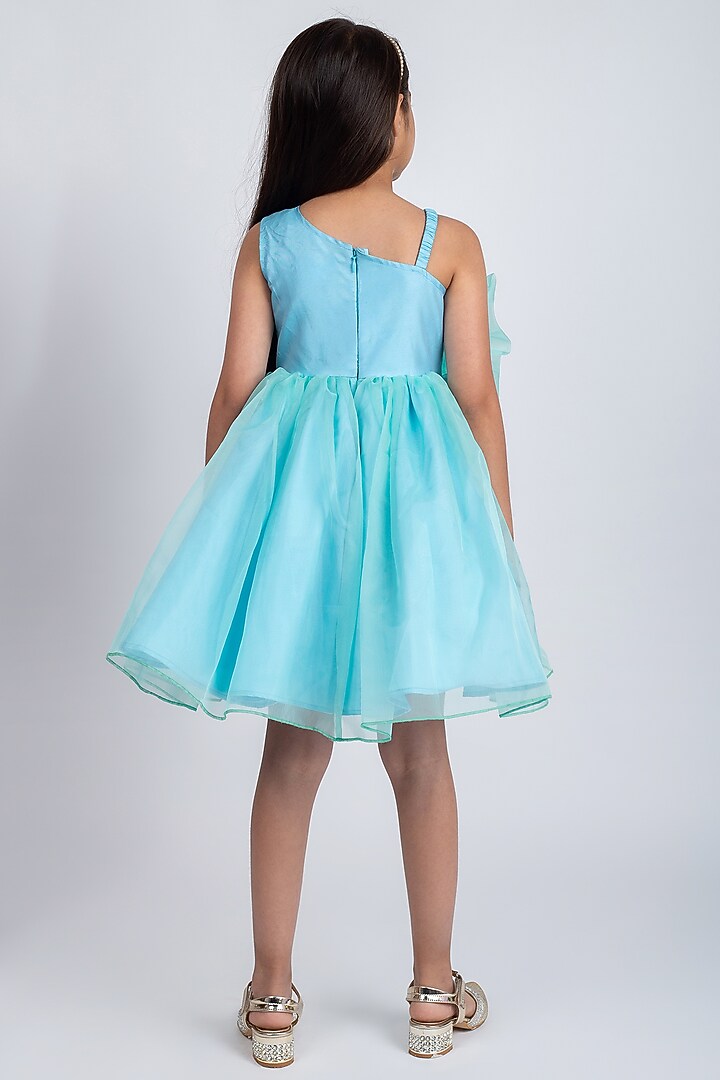 Green Organza Floral Dress For Girls by Jelly Jones at Pernia's Pop Up Shop