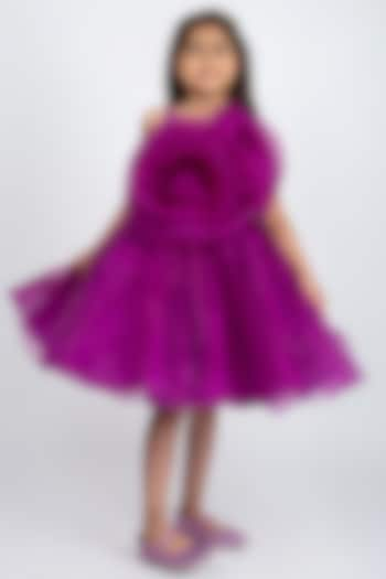 Wine Organza Floral Dress For Girls by Jelly Jones at Pernia's Pop Up Shop