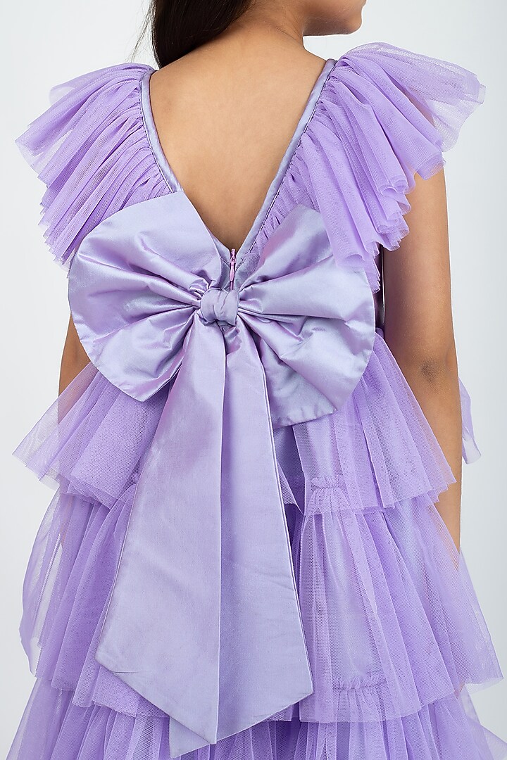Mauve Net Layered Dress For Girls by Jelly Jones at Pernia's Pop Up Shop