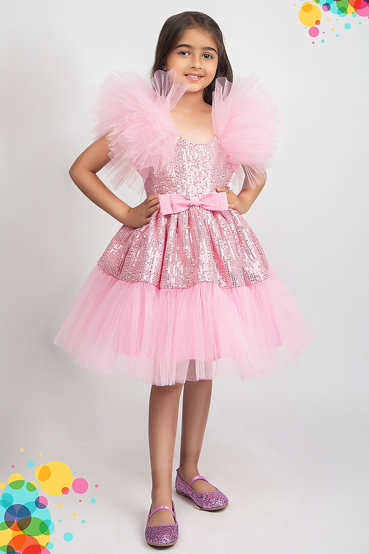 Pink Sequins Dress For Girls by Jelly Jones at Pernia's Pop Up Shop