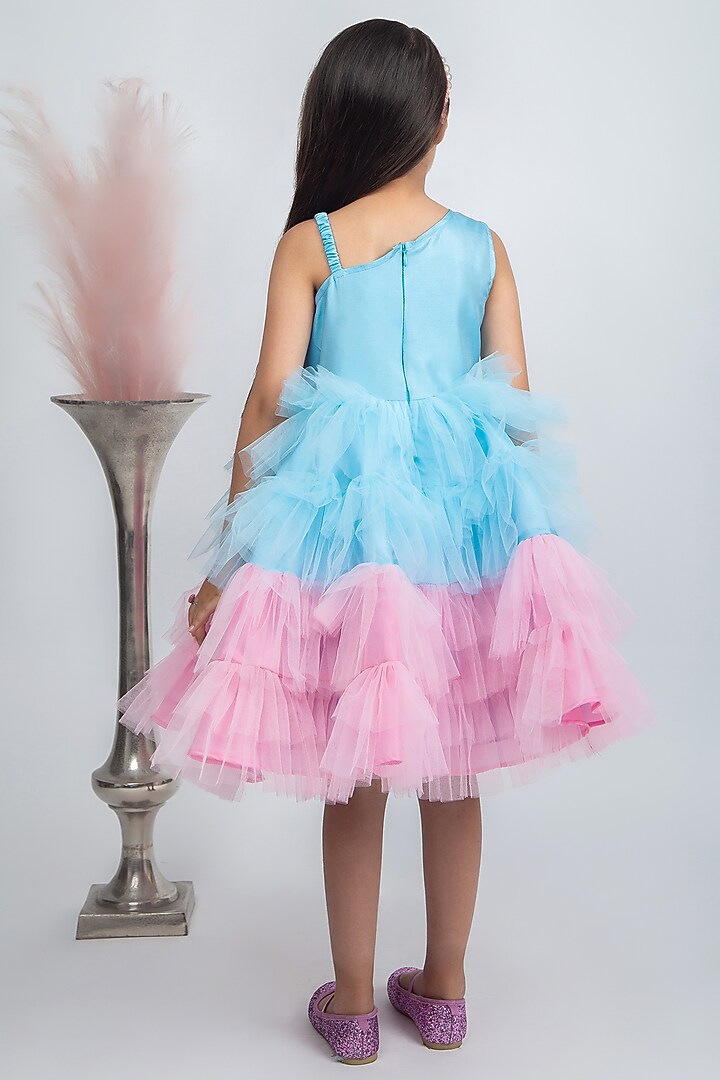 Blue Sequins Layered Dress For Girls by Jelly Jones at Pernia's Pop Up Shop